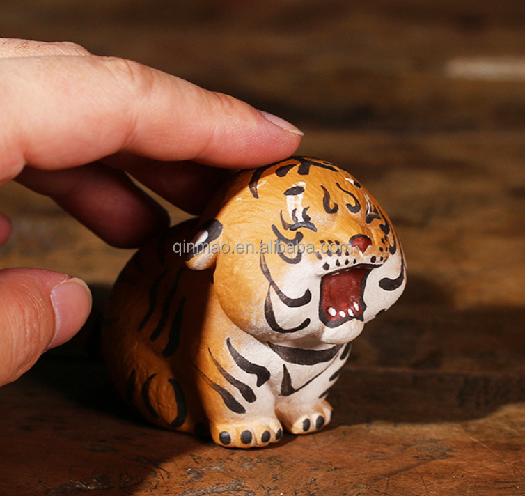 Handmade Fine Clay Tiger Tea Pet - Cute Eco-Friendly Addition for