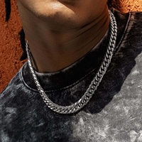 Chaîne gourmette pour homme 4MM 5MM 6MM 9MM en acier inoxydable massif argenté, collier cubain