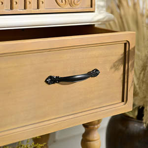 INNOVA <b>Vintage</b> White Solid Wood Tall <b>Sideboard</b> Cabinet with Carved Door Drawer & Shelf for Home Bar Dining Entry & Living Room - Product Image 6