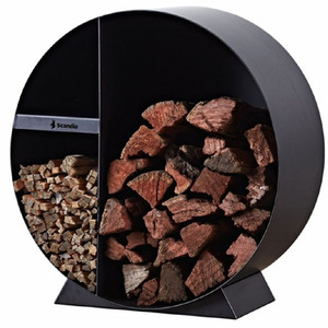 Porte-bois rond moderne en acier KingJoy avec fonction écran de <span class=keywords><strong>cheminée</strong></span>, modèle FWR02 - Product Image 1