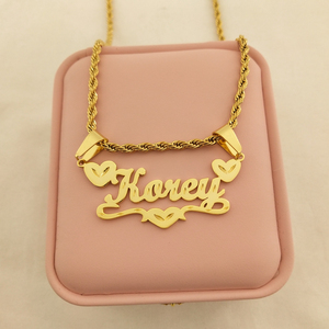 Ciondolo Personalizzato a Forma di Cuore <span class=keywords><strong>con</strong></span> Nome, Gioiello <span class=keywords><strong>in</strong></span> Acciaio Inossidabile Placcato <span class=keywords><strong>Oro</strong></span> 18K, <span class=keywords><strong>Collana</strong></span> <span class=keywords><strong>con</strong></span> Iniziali Personalizzate per Donna - Product Image 3