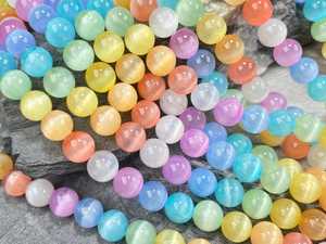 Perles rondes lisses en sélénite naturelle colorée 6mm 8mm 10mm 12mm, perles de pierres précieuses en vrac pour la fabrication de bijoux, vente en gros - Product Image 5