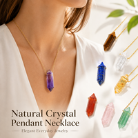 Collier pendentif en cristal hexagonal naturel, chaîne dorée, bijoux en pierres précieuses pour femmes, cadeau