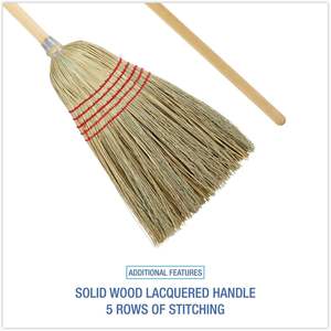 Escoba C-BROOM con mango de fibra mixta y madera, 120 cm de longitud, para limpieza del hogar, cabezal de plástico y recogedor - Product Image 5