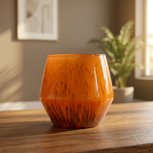 Handmade <b>Amber</b> <b>Glass</b> Candle <b>Jar</b> Thick Rim Reusable Decorative Candle Holder for Home Decor - Product Image 3