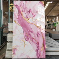 Panneau mural moderne en PVC anti-UV, étanche, blanc, noir, couleur marbre doré, motif floral, résistant à l'humidité, élégant, pour salle de bain et hôtel