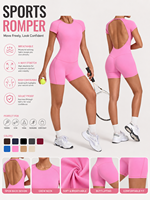 Combinaison sans couture ajustable à col ras du cou en Spandex/Nylon, anti-transpiration, pour femme, avec short moulant et effet push-up, bretelles spaghetti