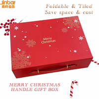 Jinbar Biologisch Abbaubare Weihnachts-Buchförmige Versandbox Faltbare Geschenkbox mit Griff Fliesenmuster Platzsparend Kostengünstig Individuelles Logo Schneeflocke