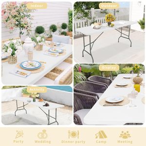 6ft 180cm Half <b>Plastic</b> HDPE Solid Steel Frame HDPE <b>Table</b> Top Party Dining Rental <b>Plastic</b> Folding <b>Outdoor</b> Party <b>Table</b> Pliante - Product Image 5