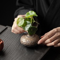 Vase en céramique chinoise rétro fait main, accessoire de table pour salon, fleurs séchées, fleurs hydroponiques pour cérémonie du thé