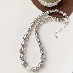 2024 Fashion Jewelry Necklaces Silver Irregular Niche Pearl Temperament Collarbone Chain