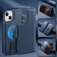Support coulissant multi-angles pour coque de téléphone Apple 18 avec insert en cuir pour cartes, protection en cuir véritable pour iPhone 17, 16, 15, 14
