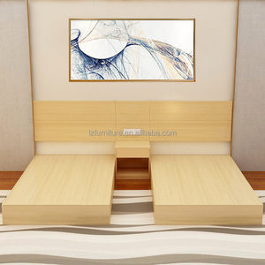 Modern Hotel Bedroom Furniture Set <b>Low</b> Price MDF Wood <b>Frame</b> Single <b>Bed</b> With Fabric Upholstered Headboard Mattress And <b>Bed</b> Sheets - Product Image 4