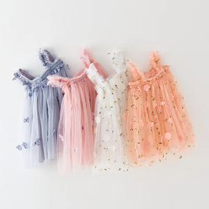Vestido de Tul con Diseño de Hada para Niñas, Sin Mangas, para Actuaciones, Verano, con Detalles Florales y Mariposas, Antiarrugas - Product Image 2