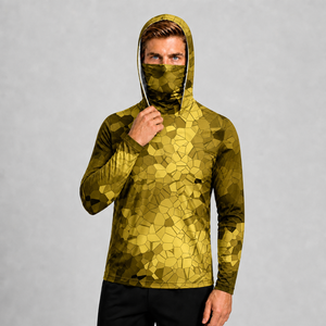 Men's <b>Long</b> <b>Sleeve</b> Geometric Hooded Fishing Shirt UPF 50 Quick Dry Pullover <b>Top</b> - Product Image 2