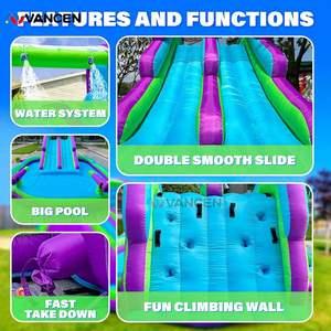 Toboggan aquatique gonflable <span class=keywords><strong>pour</strong></span> enfants, double toboggan et mur d'escalade avec <span class=keywords><strong>piscine</strong></span> à jets d'eau, château gonflable extérieur en Oxford, amusement estival, livraison rapide - Product Image 6