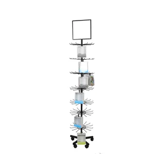 Hook Display Rack Metal Floor Standing 7 Tier Spinning Display Rack Rotating Display Stand Turntable 360 Degree