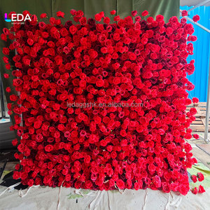 LEDA Artificial <b>Flower</b> <b>Wall</b> Backdrop 3D Red Rose <b>Wall</b> Easy to Roll up Curtain 8x8ft <b>Flower</b> Background for Wedding <b>Decoration</b> - Product Image 3