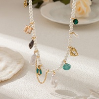 2025 à la mode blanc perle collier de perles tortue conque coquille dauphin collier en acier inoxydable fleur soleil gland collier pour les femmes