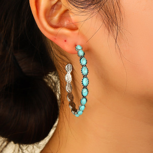 Western Jewelry Birthdays Gift Teardrop Turquoise <strong>Necklace</strong> Alloy Silver Boho <strong>Native</strong> Vintage Turquoise Drop <strong>Necklace</strong> - Product Image 6