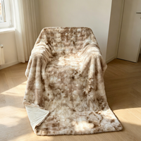 Nouvelle couverture en fausse fourrure de lapin marmorisée tie-dye, anti-peluchage, écologique, réutilisable, luxueuse, pour la décoration d'intérieur en hiver