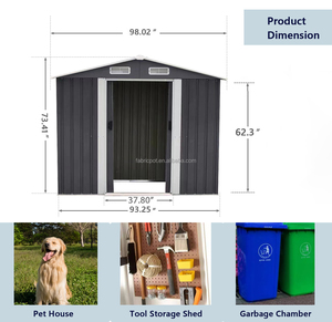 Abri de stockage <span class=keywords><strong>extérieur</strong></span> de 9x6 FT en métal galvanisé Maison de stockage d'outils de <span class=keywords><strong>jardin</strong></span> avec double toit en pente pour patio et cour arrière - Product Image 4