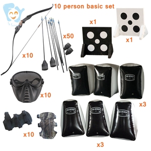 Ensemble de jeu de tir à l'arc gonflable de base pour 10 personnes avec arc recurve, flèches en mousse souple, protège-<span class=keywords><strong>bras</strong></span>, cibles et <span class=keywords><strong>pompe</strong></span> électrique - Product Image 1