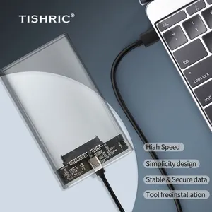 TISHRIC USB3.0 हार्ड ड्राइव एनक्लोजर एक्सटर्नल एचडी केस 3.5-इंच SATA पोर्टेबल ट्रांसपेरेंट HDD बॉक्स ट्रांसमिशन रेट 6GB/s तक