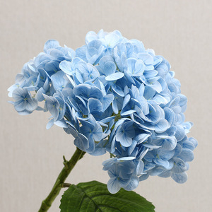 High Quality <b>Artificial</b> Real Touch Latex <b>Hydrangea</b> <b>Flower</b> Stem Large Head for Party Hotel Wedding Table Decorative <b>Flowers</b> Blue - Product Image 1