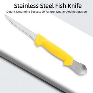 Fishing Knife Fish Belly Spoon Camping Fixed Blade 3CR13 Stainless Steel Drop Point Straight <b>Edge</b> <b>Plastic</b> 1mm Thickness 31cm - Product Image 2