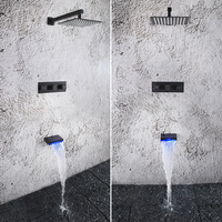 Ensemble de douche en laiton chromé poli pour hôtel, avec pommeau de douche pluie et robinet cascade - Kit complet pour salle de bain