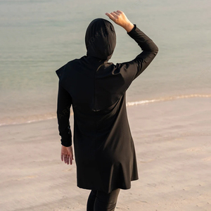 Muslim Custom Solid Color Burkini Headscarf Three-piece Set Modest Muslim Swimwear For Women Breathable Burkini