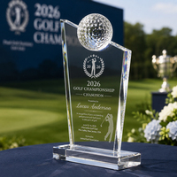 Trophée de golf personnalisé en cristal – Gravure sur mesure pour le gagnant du coup de golf parfait – Récompense professionnelle pour les tournois de club