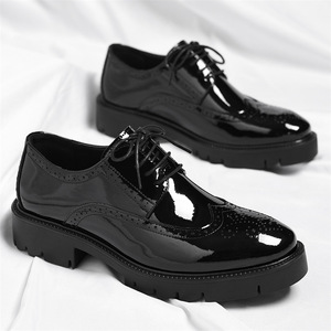 Chaussures en cuir décontractées pour hommes, chaussures en cuir à semelle épaisse augmentant la taille de 8 cm, chaussures habillées formelles pour affaires, chaussures de soirée - Product Image 1