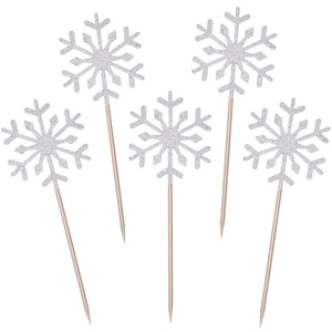 Elegant Winter Cake Decorations Set with Silver Snowflake Picks and Top <b>Hat</b> Toppers for Themed Birthday Parties <b>Holiday</b> Desserts - Product Image 4