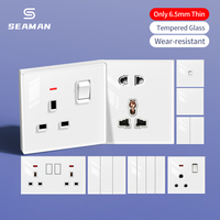 Enchufe Eléctrico Universal de Pared con Doble Salida de 5 Orificios y Puerto USB, Plateado, 110-250v, Enchufe de Corriente para PC de 13A, Interruptor de Luz de 1/2/3 Vías