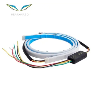 Strip LED Kotak Ekor Gaya Mobil 120Cm 1.5M Lampu Peringatan Sinyal Belok Streamer Dinamis RGB Lampu Berhenti Multiwarna 12V