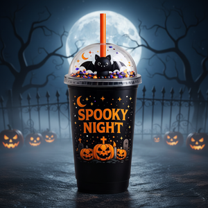 Vaso de Plástico con Diseño de Paisaje en Miniatura, Vaso de Navidad con Doble Pajita, Reutilizable, Ecológico, Taza Creativa con Purpurina para Fiestas de Verano, Regalo - Product Image 2