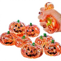Jouet anti-stress créatif en plastique souple à paillettes en forme de tête de citrouille d'Halloween, nouveauté transfrontalière pour hommes, vente en gros