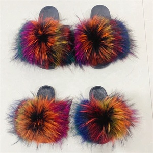 Pantoufles en fourrure de <span class=keywords><strong>renard</strong></span> véritable, pour enfants et adultes, style maman et moi, tendance, nouvelle collection - Product Image 4