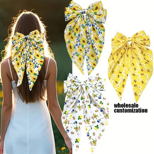 All'ingrosso fermagli per capelli girasole stampa fiore fiocco clip a molla tessuto nastro di raso per ragazze '<span class=keywords><strong>festa</strong></span> <span class=keywords><strong>hawaiana</strong></span> spiaggia <span class=keywords><strong>accessori</strong></span> - Product Image 1