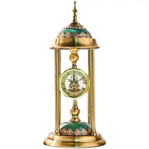European Retro <b>Metal</b> Table <b>Clock</b> Pendulum Silent Home Dcor Living Room Ornament Circular Design Luxury Decoration - Product Image 5