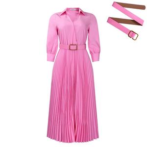 Nuevo Vestido Midi de Moda para Mujer con Cintura Alta, Pliegues Laterales, Manga Larga y Diseño Sólido, Vestido Elegante - Product Image 6