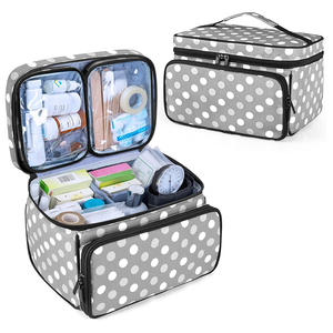 Organisateur de pilules de voyage avec séparateurs amovibles, trousse de premiers soins, étui de rangement médical, sac à médicaments, 2 pochettes transparentes amovibles - Product Image 1