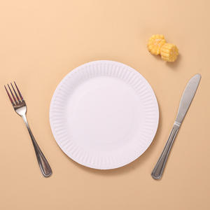 Assiette en papier blanc de forme ronde de dîner de restaurant de haute qualité de 6 7 8 <span class=keywords><strong>9</strong></span> pouces pour la décoration de fête d'anniversaire - Product Image 5