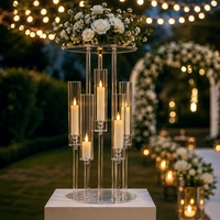 Nouveau Porte-bougie en acrylique transparent de style minimaliste moderne, centre de table de mariage, décoration de mariage en cristal