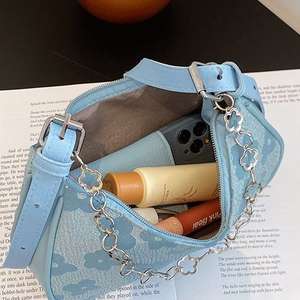 Denim <b>Shoulder</b> <b>Bag</b> with Floral Print and Chain <b>Strap</b> Crossbody <b>Bag</b> for Women - Product Image 5