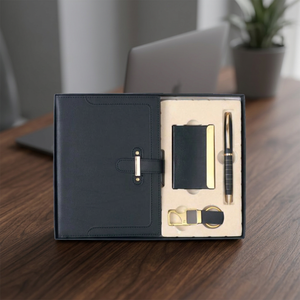 Luxury 4-in-1 Personalized PU Leather Business Corporate Gift Set (<b>Diary</b> Pen Card Holder) Embossed Customized Color Printing - Product Image 1