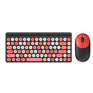 Đen dễ thương đầy màu sắc vòng Keycaps 86 phím Bàn phím không dây và chuột thiết lập cho PC máy tính xách tay - Product Image 1