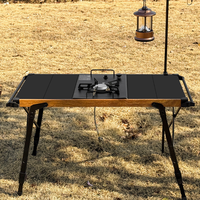 YEZHULIN IGT Mesa plegable de metal portátil Cocina móvil ajustable con características de picnic de barbacoa para acampar Aventuras al aire libre